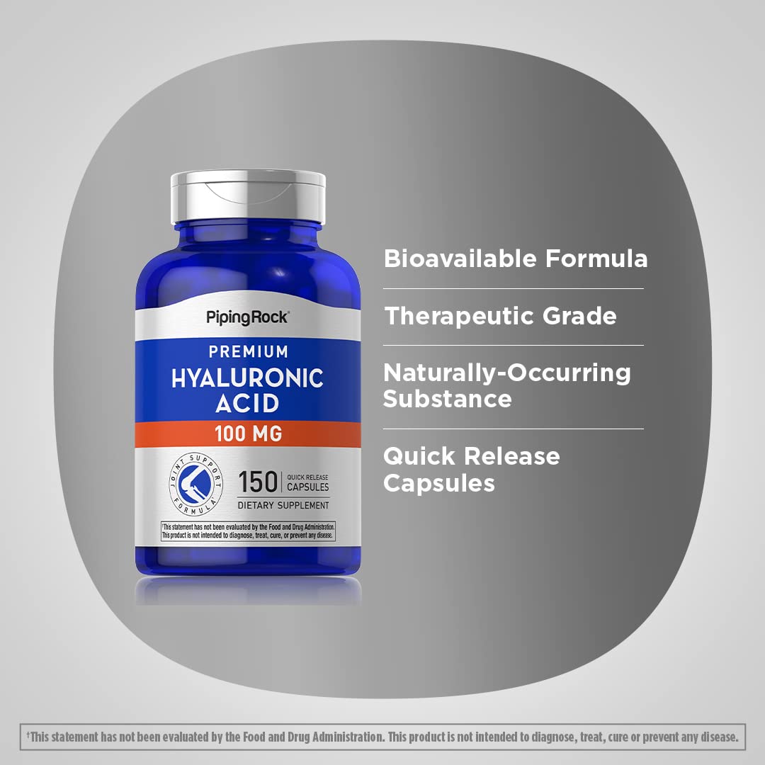 Piping Rock Hyaluronic Acid Supplement 100mg, 150 Capsules