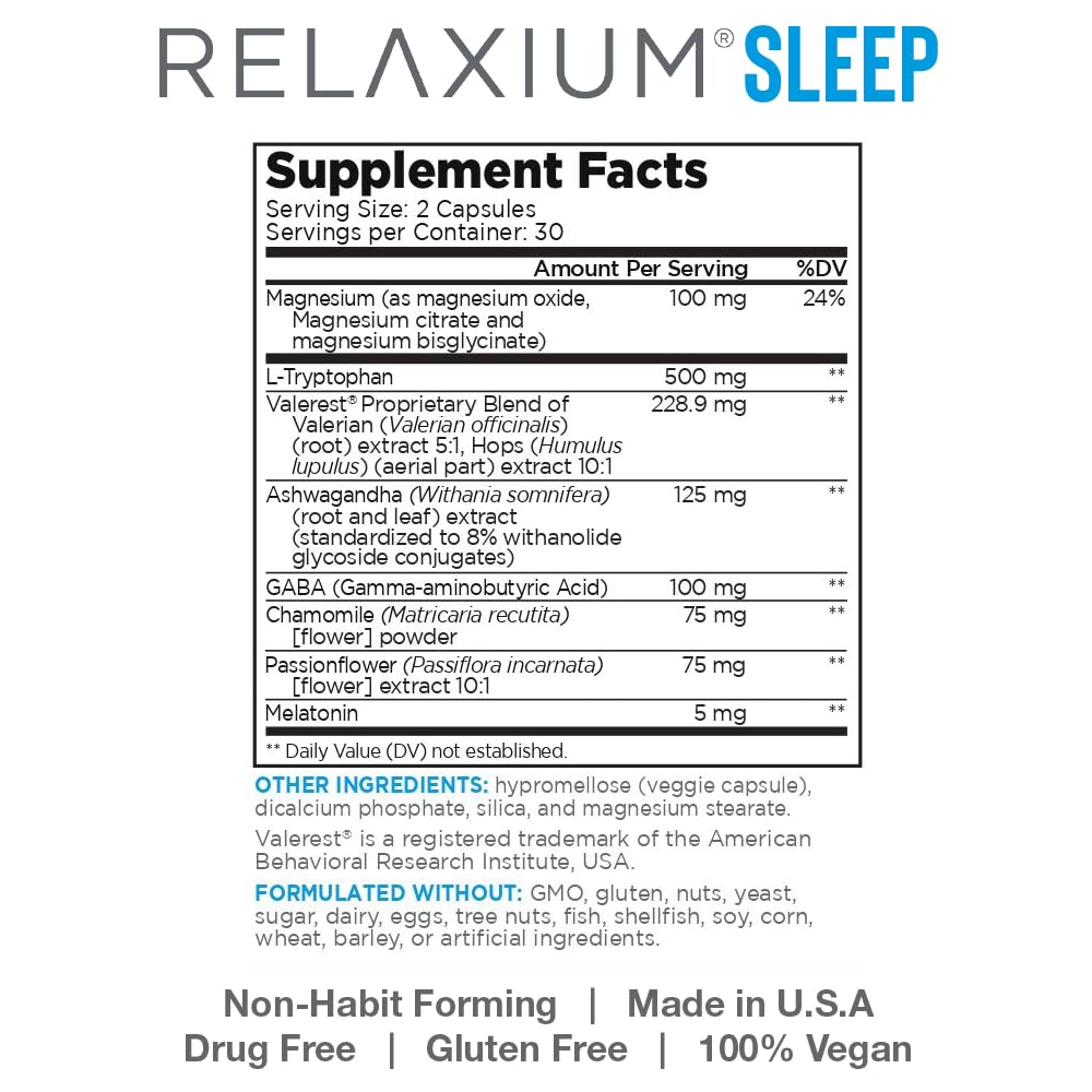 Relaxium Sleep Aid & BrainIQ Nootropic Brain Supplements Bundle, 60 Capsules Each