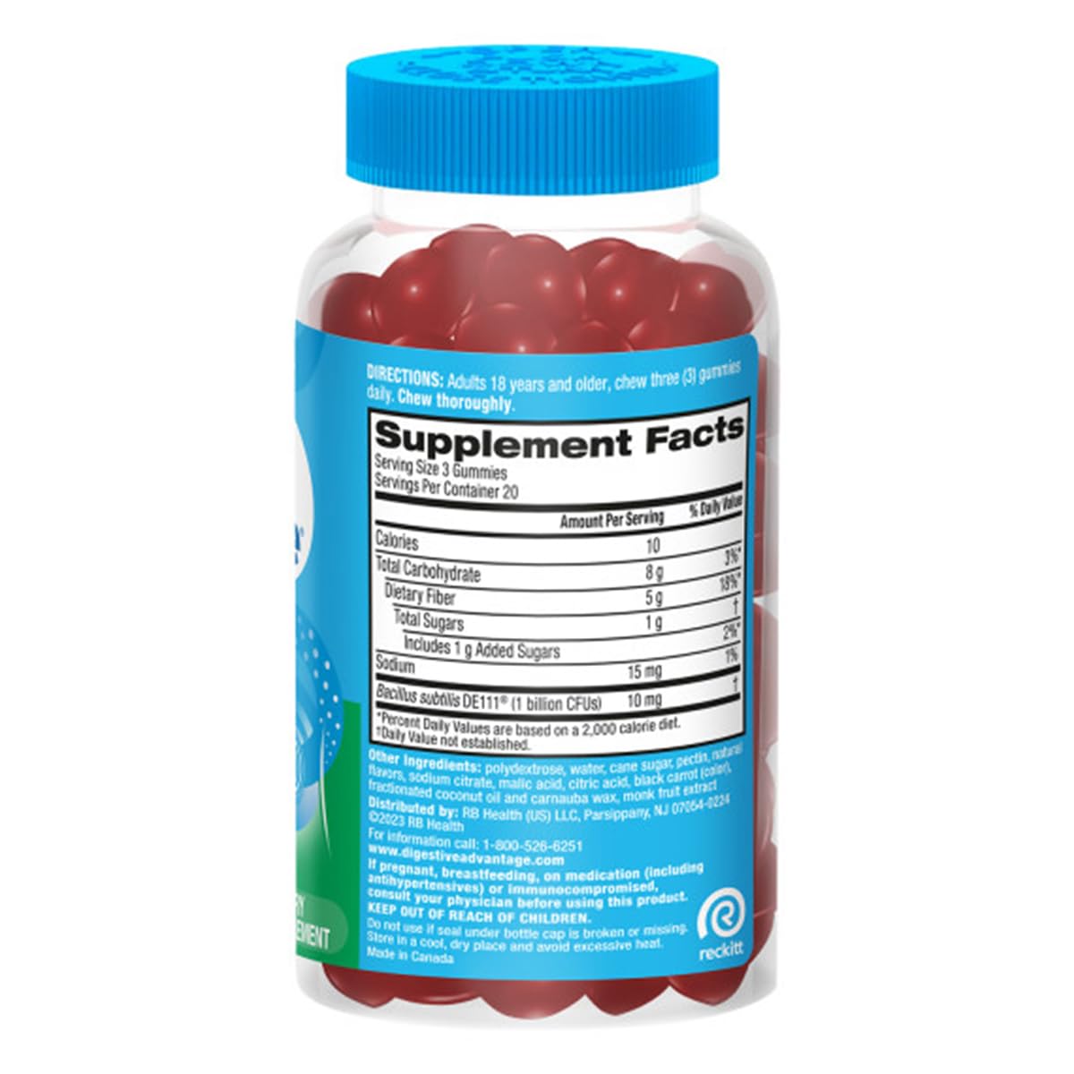 Digestive Advantage Prebiotic Fiber Supplement with Probiotics Gummies 60 Count