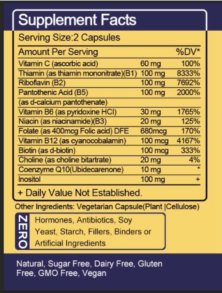 TheraSuva Vitamin B-Complex + CoQ10 + Vitamin C Max Strength Softgels, 120 Count