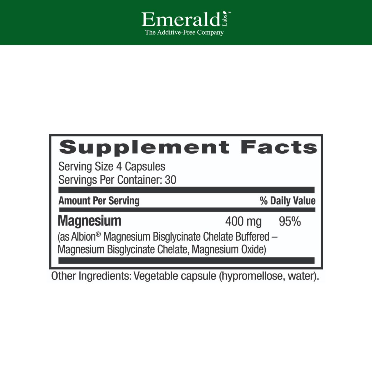 Emerald Labs Magnesium 400mg Capsule 120