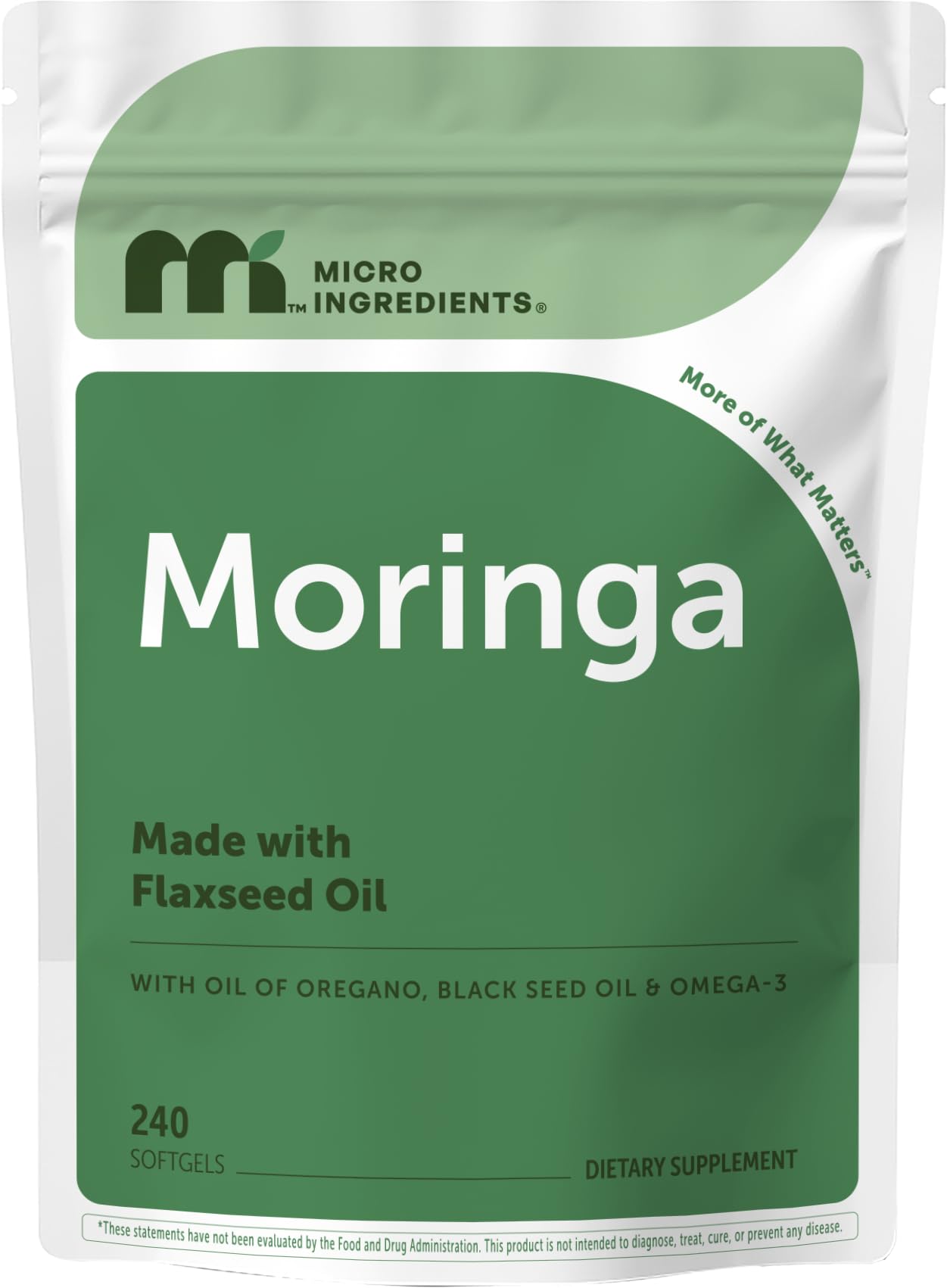 Micro Ingredients Moringa Leaf Extract 500mg per Serving Softgels 240 Count