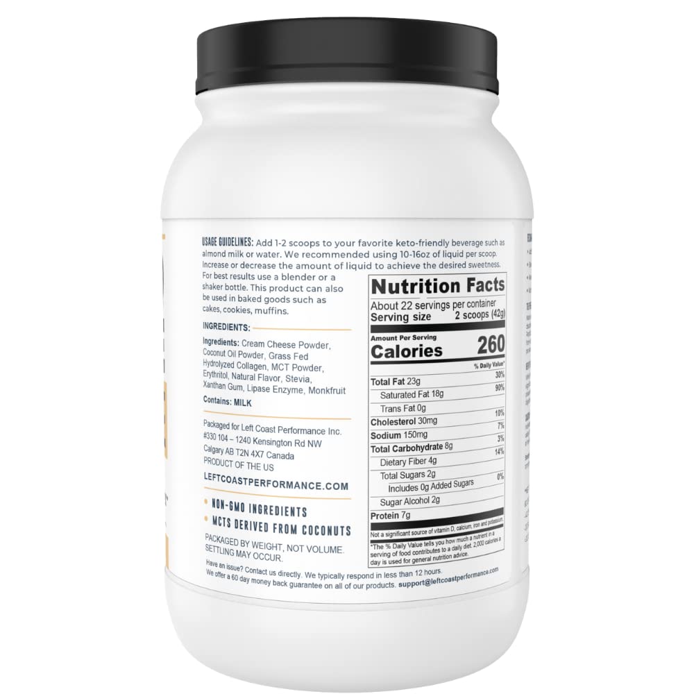 Left Coast Performance Cheesecake Keto Meal Replacement Shake Powder, 32 oz