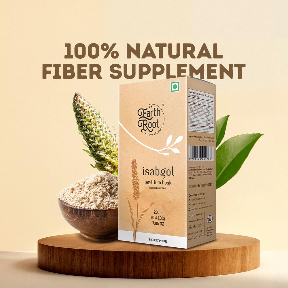 EARTHROOT Isabgol Psyllium Husk Powder 7.05 oz