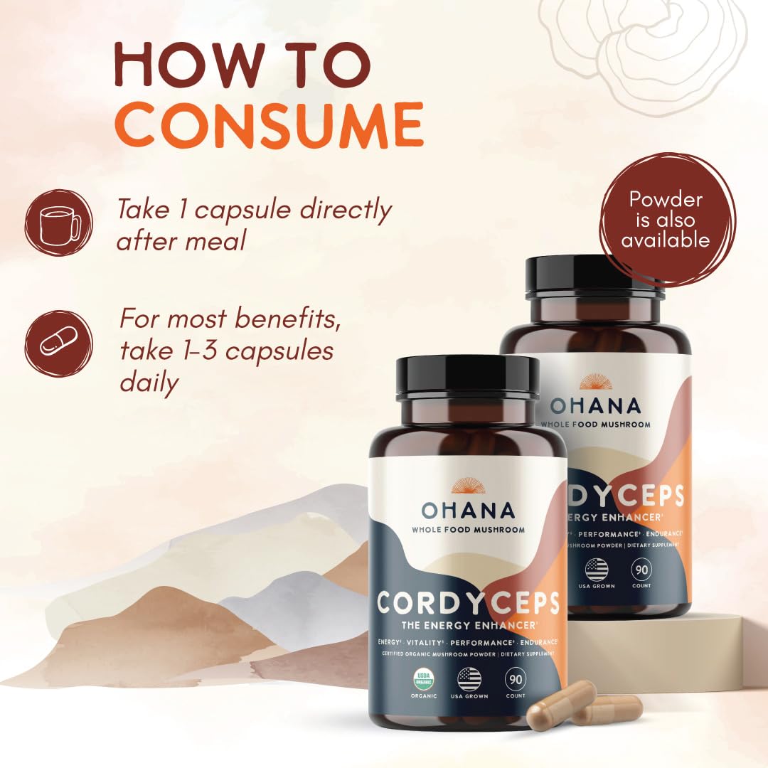 Ohana Mushrooms Cordyceps Capsule, 90 Capsules