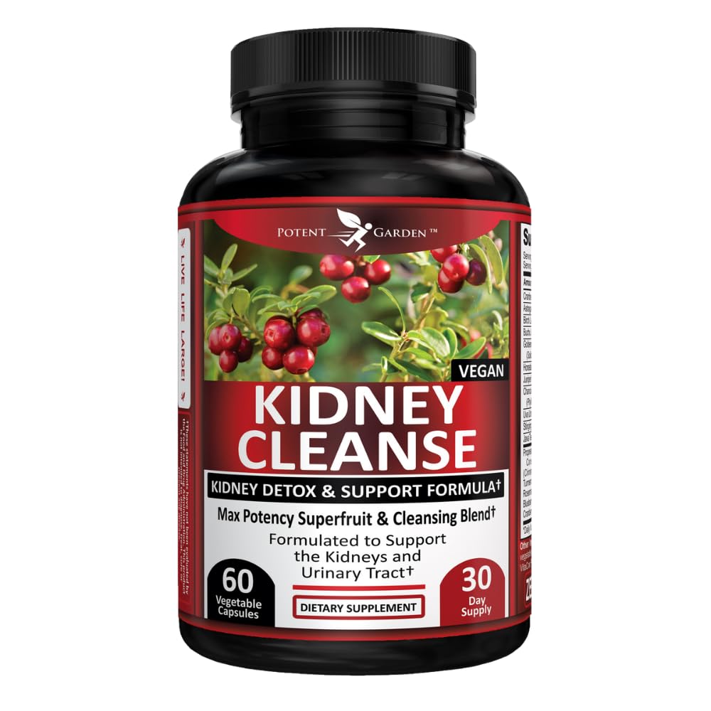 Potent Garden Kidney Cleanse Detox & Repair with Chanca Piedra & Uva Ursi – Advanced Kidney Support Supplement for Healthy Kidney Function, Urinary Tract & Bladder Wellness, 60 Capsules