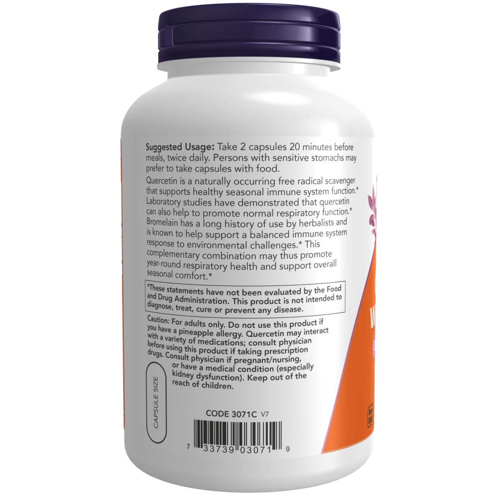 NOW Foods Quercetin with Bromelain, 480 Capsules