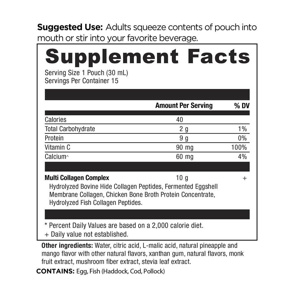 Ancient Nutrition Multi Collagen Protein Gel with Probiotics & Vitamin C, Hydrolyzed Collagen Peptides for Skin, Hair, Nails, Joints & Gut Health, Tropical Powder, 15 Packets