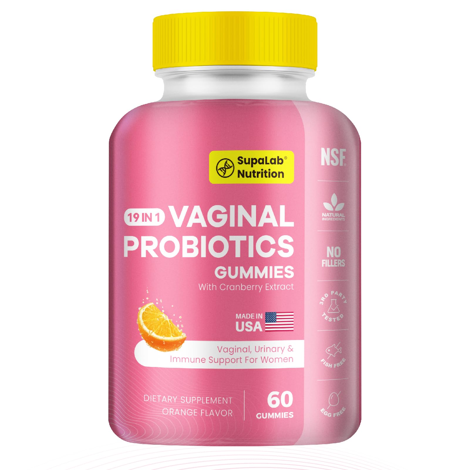MEGNETA Vaginal Probiotics for Women, Vaginal Health, Odor Control and pH Balance, Female Intimate Probiotics with Cranberry Gummy, 60 Count