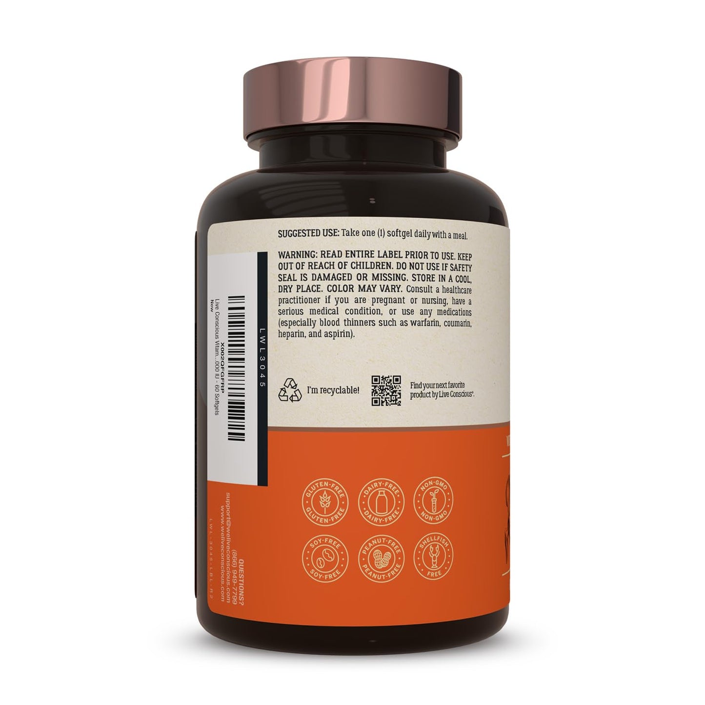 Live Conscious Vitamin K2 MK7 with D3 Softgel 120 Count