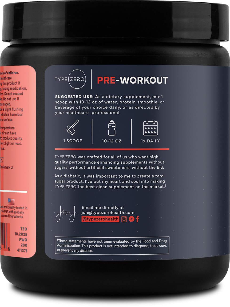 Type Zero Clean Pre Workout Powder 10.4 oz
