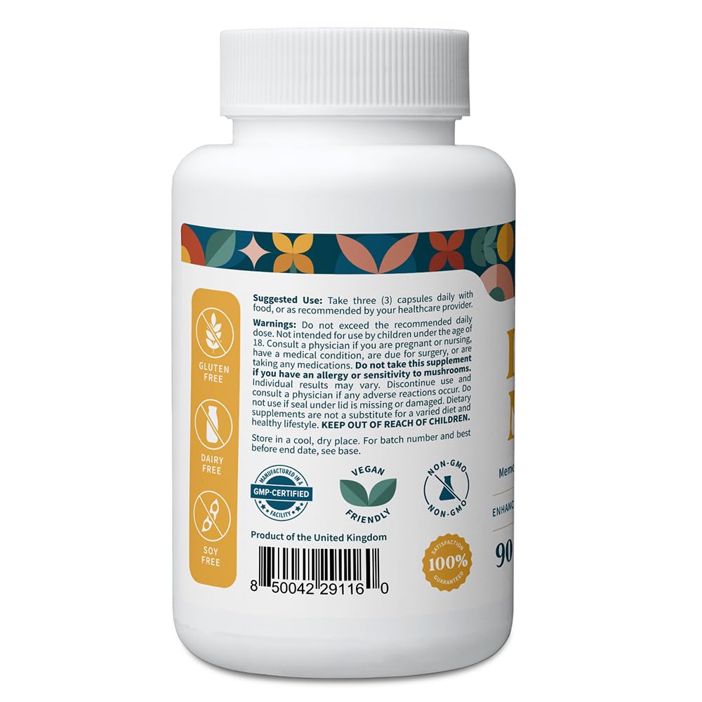 Pattern Wellness Lion’s Mane Mushroom Supplement Capsules 90 Capsules