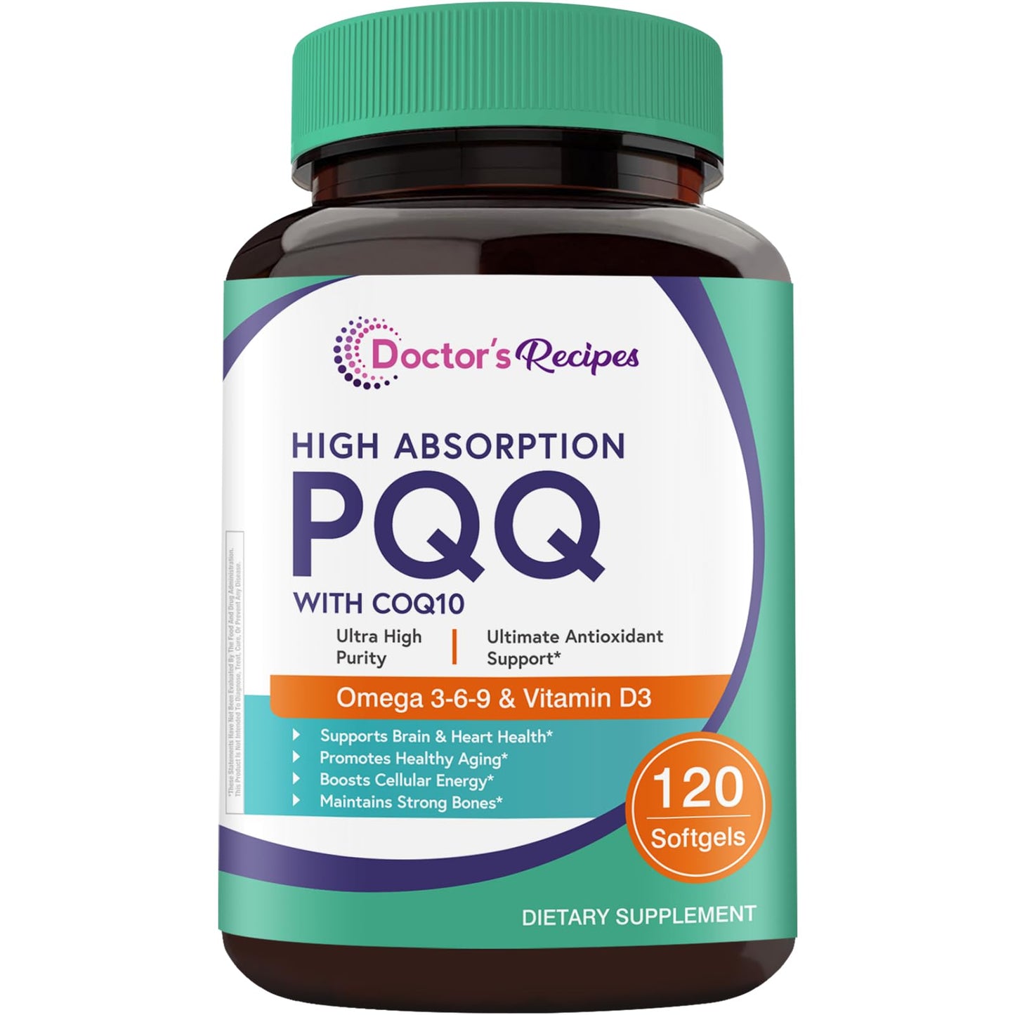 Doctor's Recipes PQQ Supplement 40 mg with CoQ10 Softgels 120