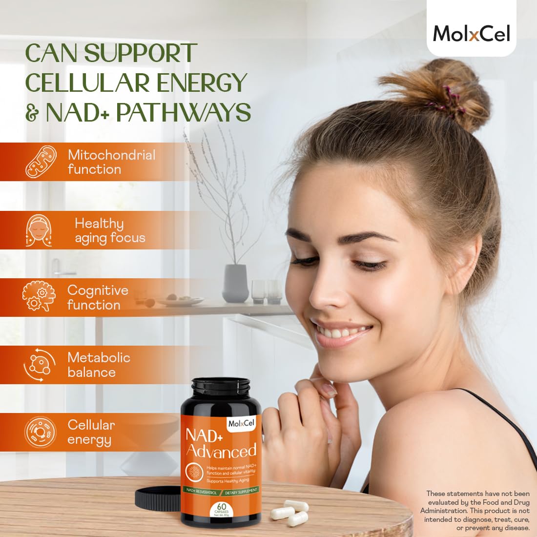 MolxCel Liposomal NAD Supplement with Resveratrol 60 Capsules