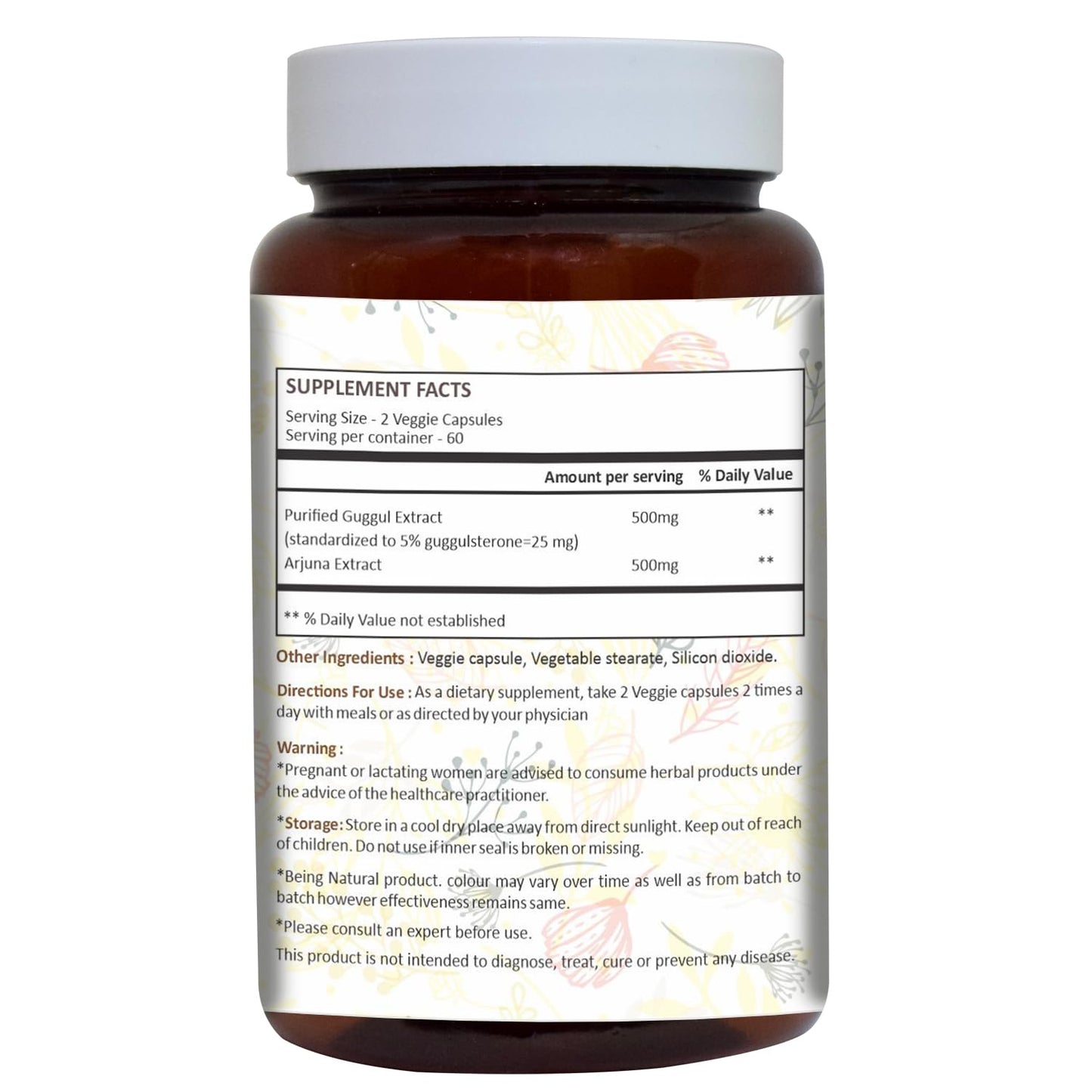 AYURFOREST Guggul Vegie Capsule with Arjuna Extract 1000 mg, 120 Capsules