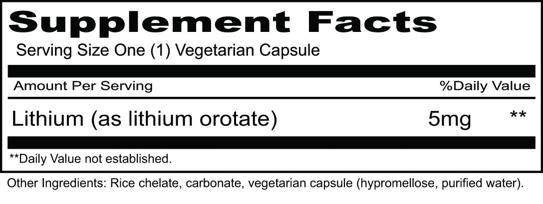 Priority One Vitamins Lithium Organic/Priority 5mg 100 Count Veggie Caps