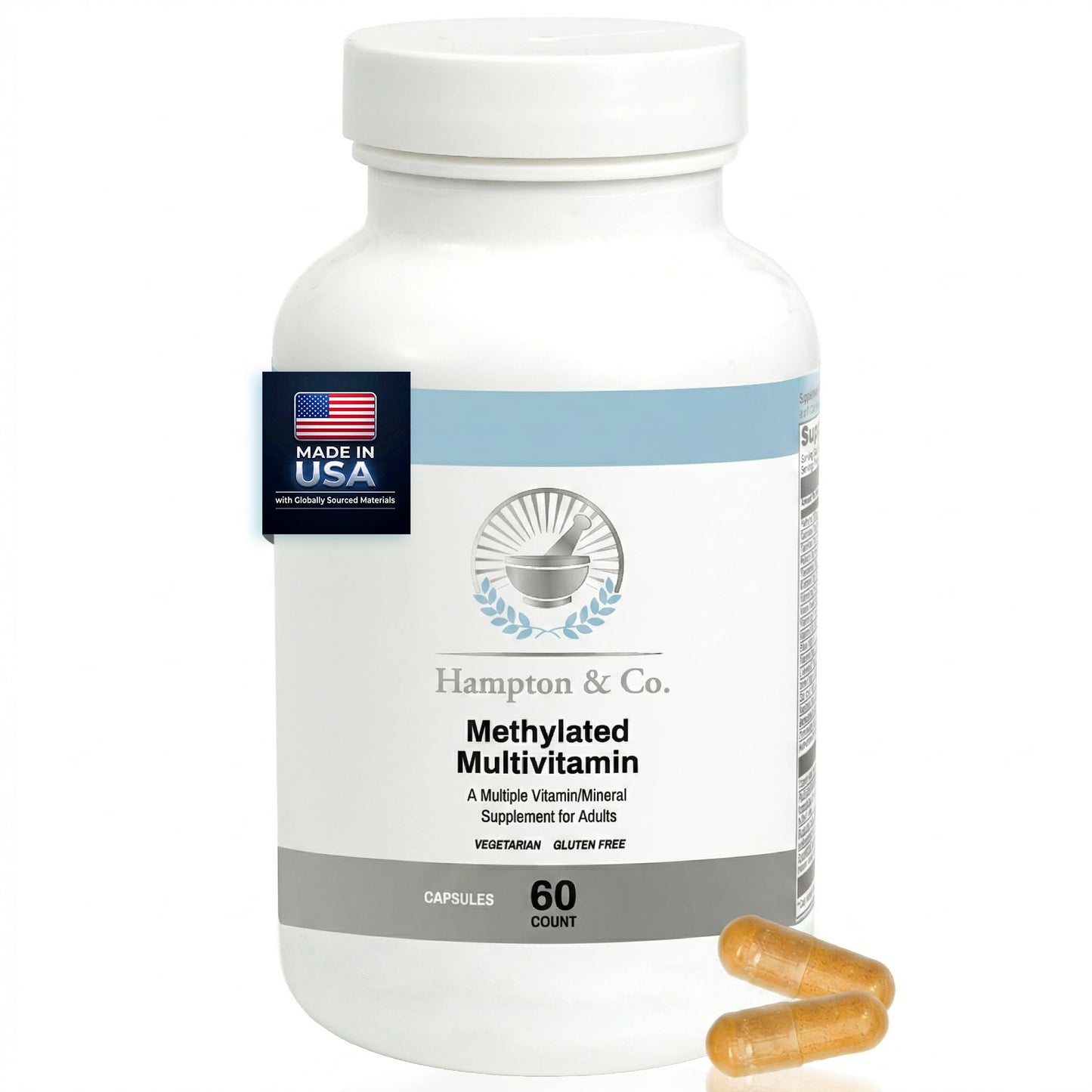Hampton Distribution Methylated Multivitamin - Metabolic & Cardiovascular Support – Advanced B-Vitamin & Mineral Blend with Choline, Boron & CoQ10 for Bone Strength and Heart Health, 60 Capsules