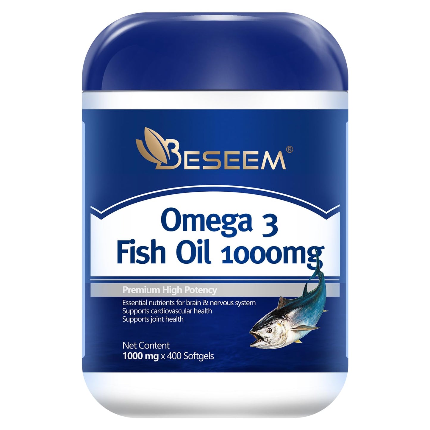Beseem Omega-3 Fish Oil 1000mg Capsule, 400 Count