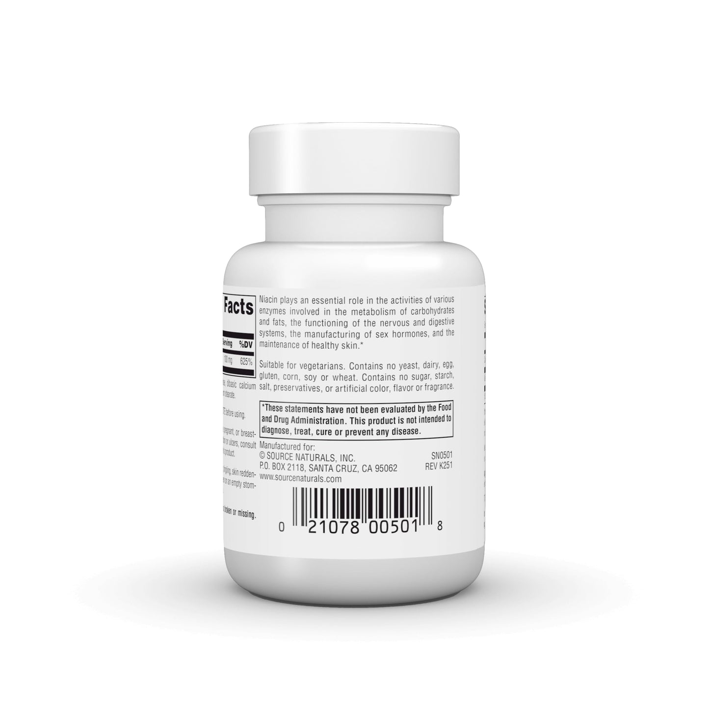 Source Naturals Niacin Vitamin B-3 100 mg Tablet, 100 Tablets