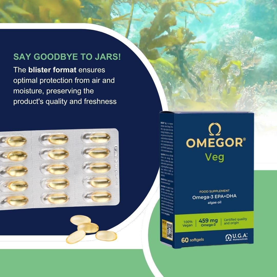 OMEGOR Veg Algae Oil Omega-3 Capsules, 60 Capsules