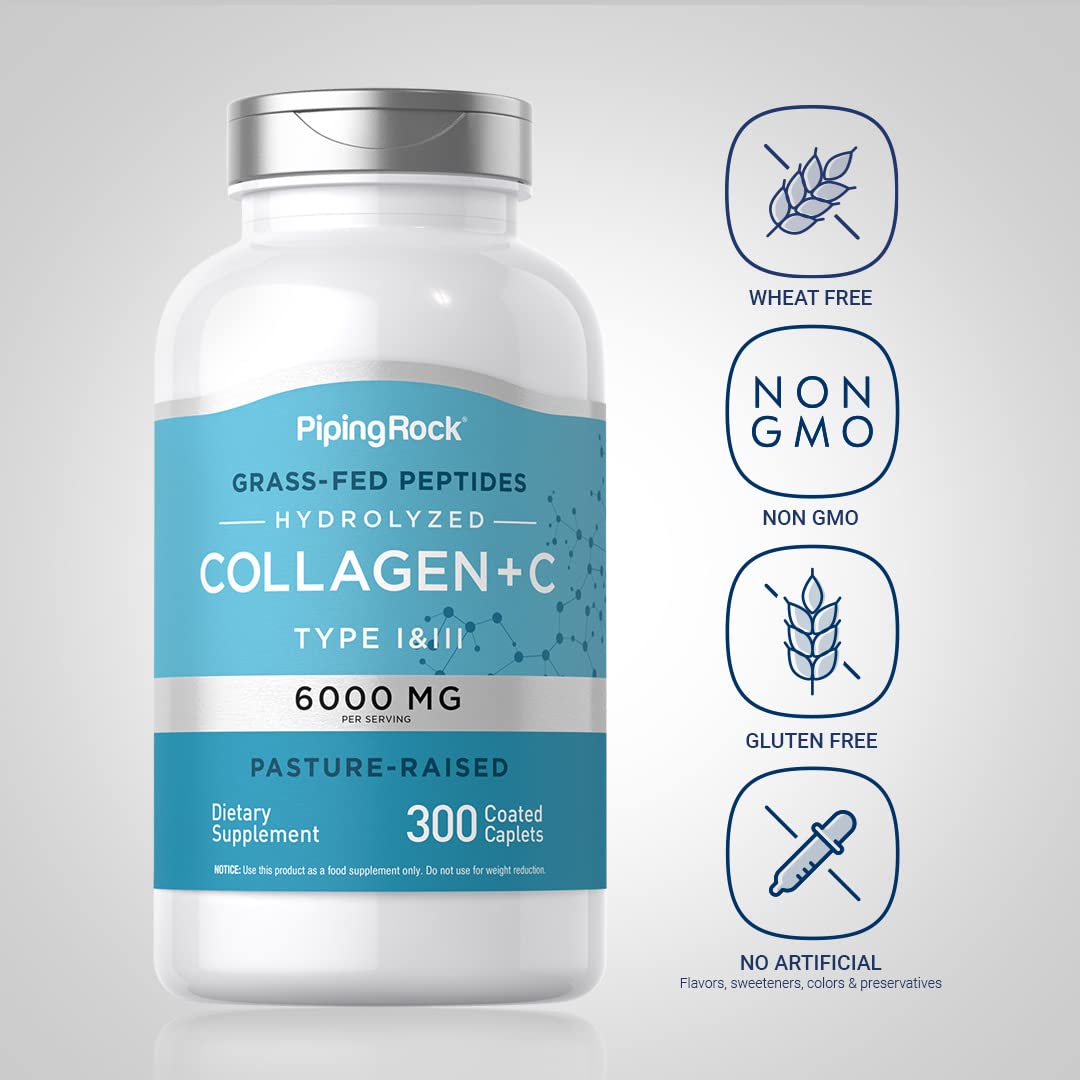 Piping Rock Collagen Peptides Plus Vitamin C Caplets, 300