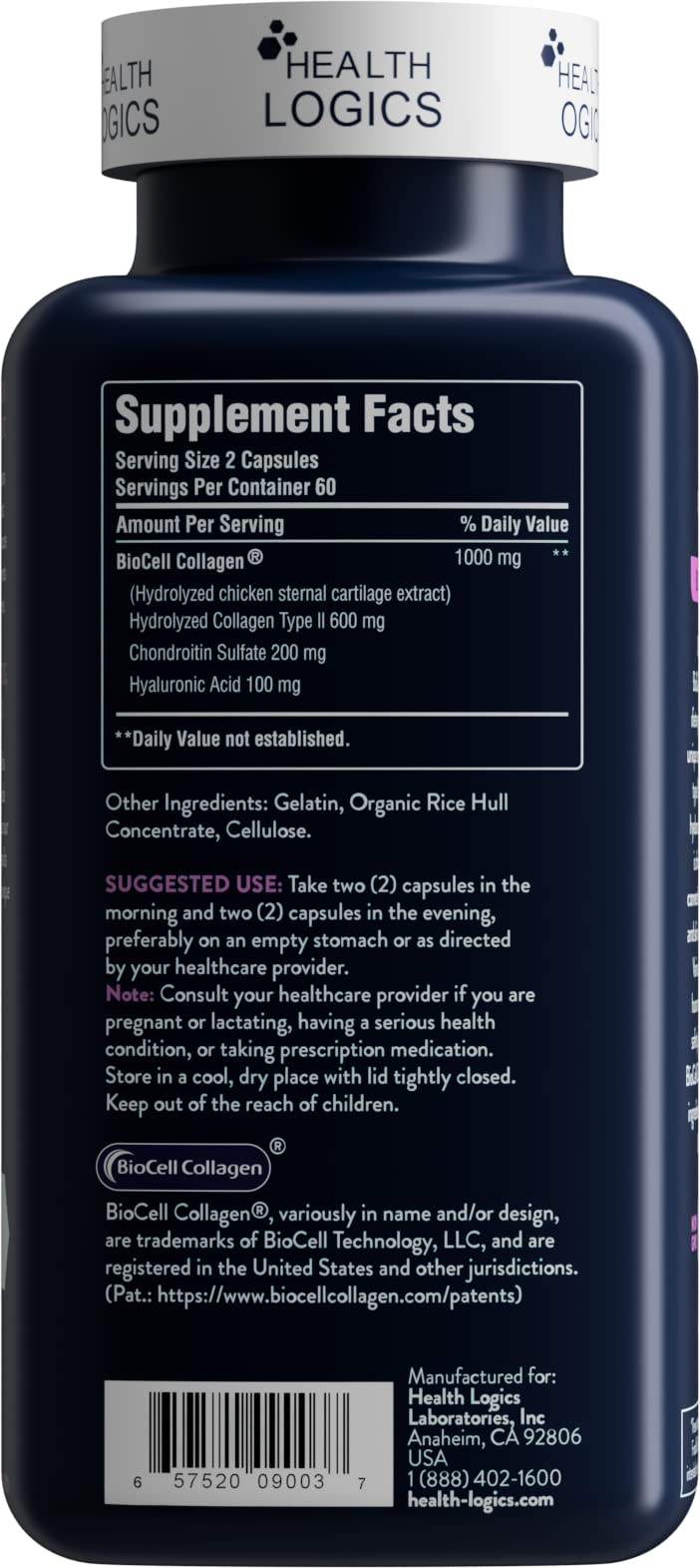 Health Logics BioCell Collagen Joint and Skin Care Capsule 1 Count