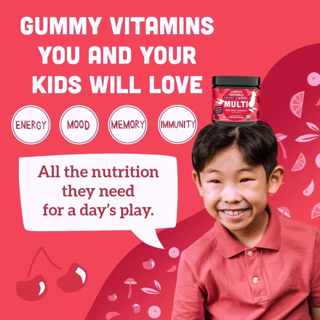 Llama Naturals Kids Multivitamin Gummies Real Fruit Gummy, 180 Count