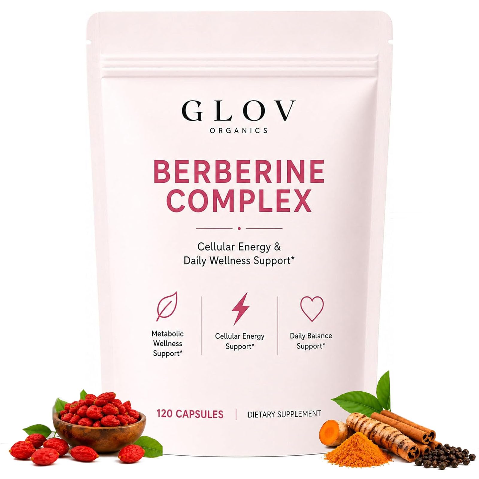 Glov Organics Berberine Complex, Cellular Energy & Metabolism Support Capsule, 1 Count