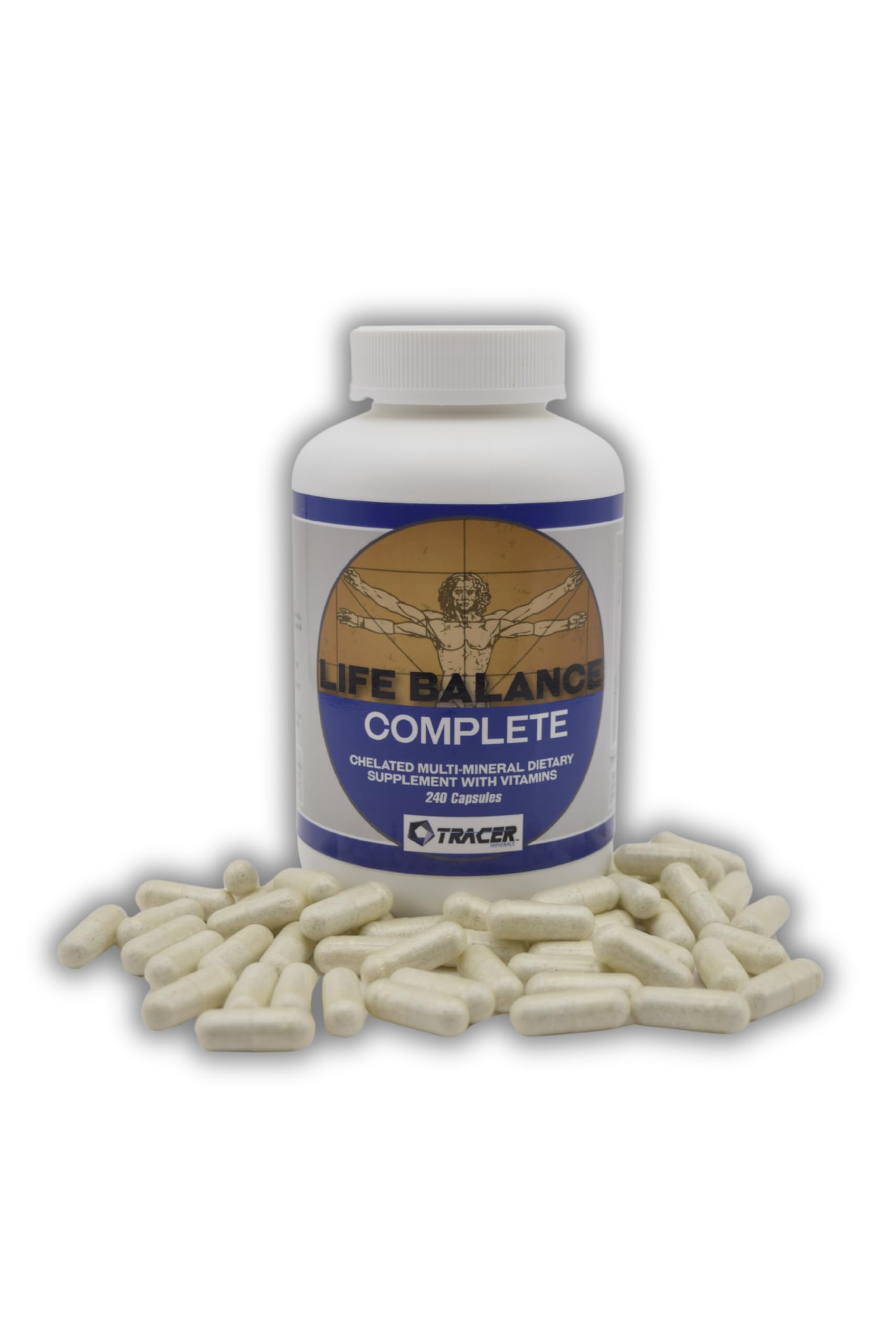 Tracer Minerals Life Balance Complete Chelated Multi-Mineral Dietary Supplement with Vitamins and Real Amino Acid Chelated Trace Minerals, Made in the USA, 240 Capsules