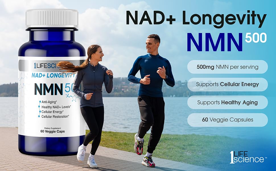 1LifeScience NMN500 Nicotinamide Mononucleotide Supplement Capsule, 60 Veg Capsules