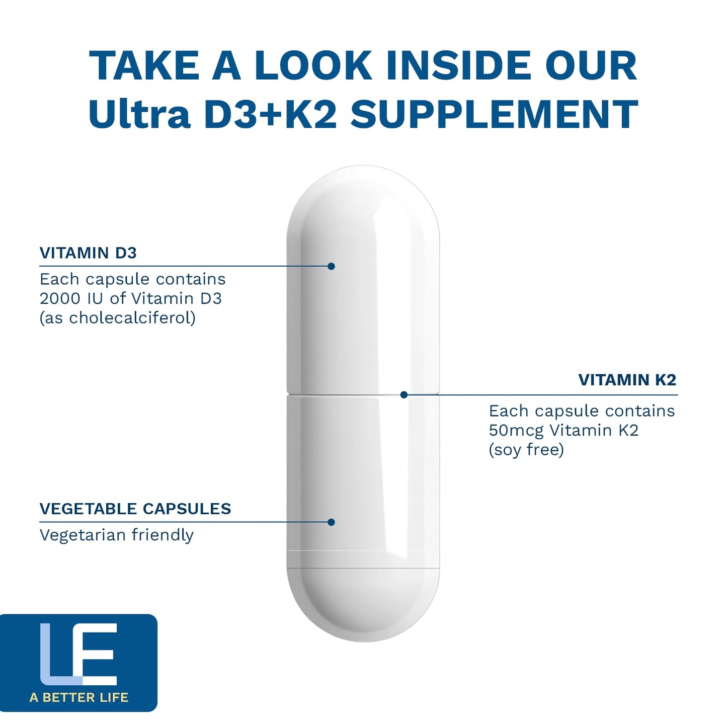 Life Enhancement Vitamin D3 K2 2000iu Capsule 120 Vegetarian Capsules