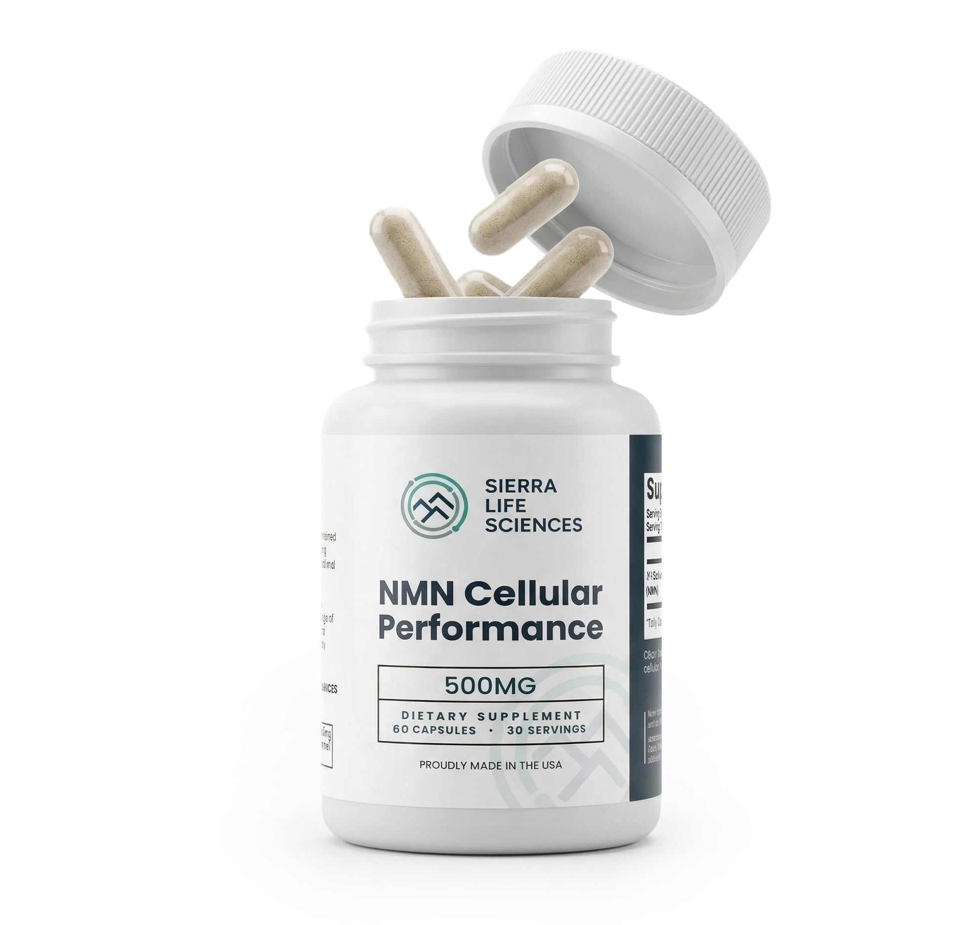 SIERRA LIFE SCIENCES NMN Supplement 500mg NAD+ Booster Vegan Capsules, 60 Count