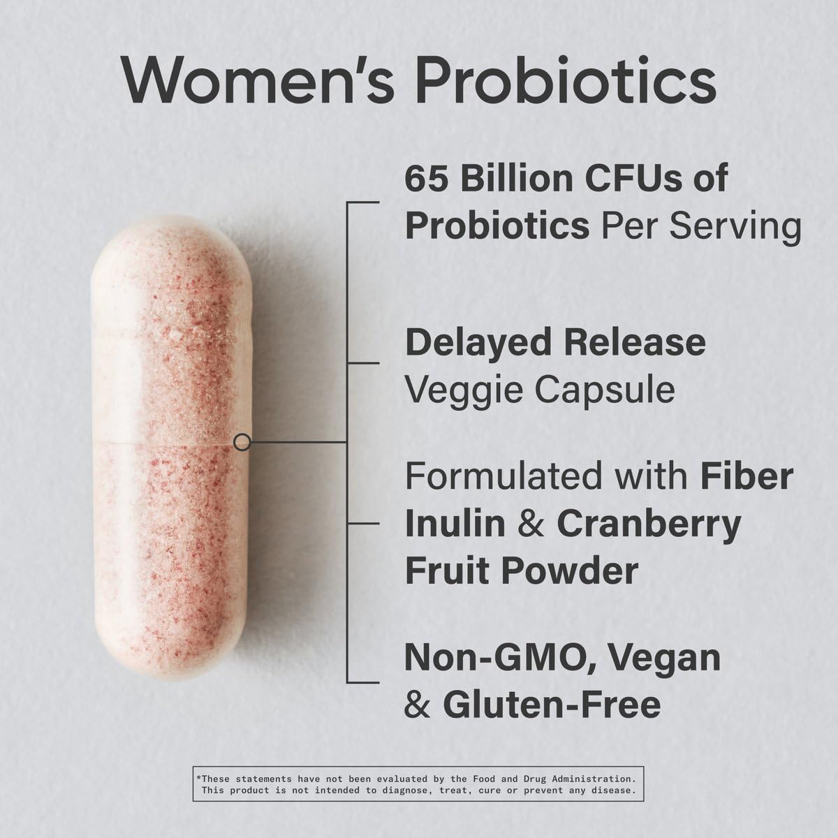 Sports Research Women's Probiotics with Prebiotics, 65 Billion CFU - Vegan Capsules for Gut Health & Digestive Support, Probiotics for Women with Cranberry - Non-GMO Verified & Gluten Free, 30 Capsules