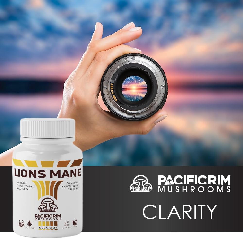 Pacific Rim Mushrooms Lion’s Mane Mushroom Extract Capsules 120 Count