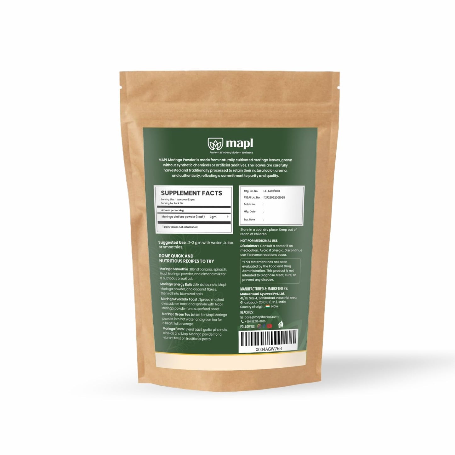 MAPL Moringa Powder 7.0548 oz