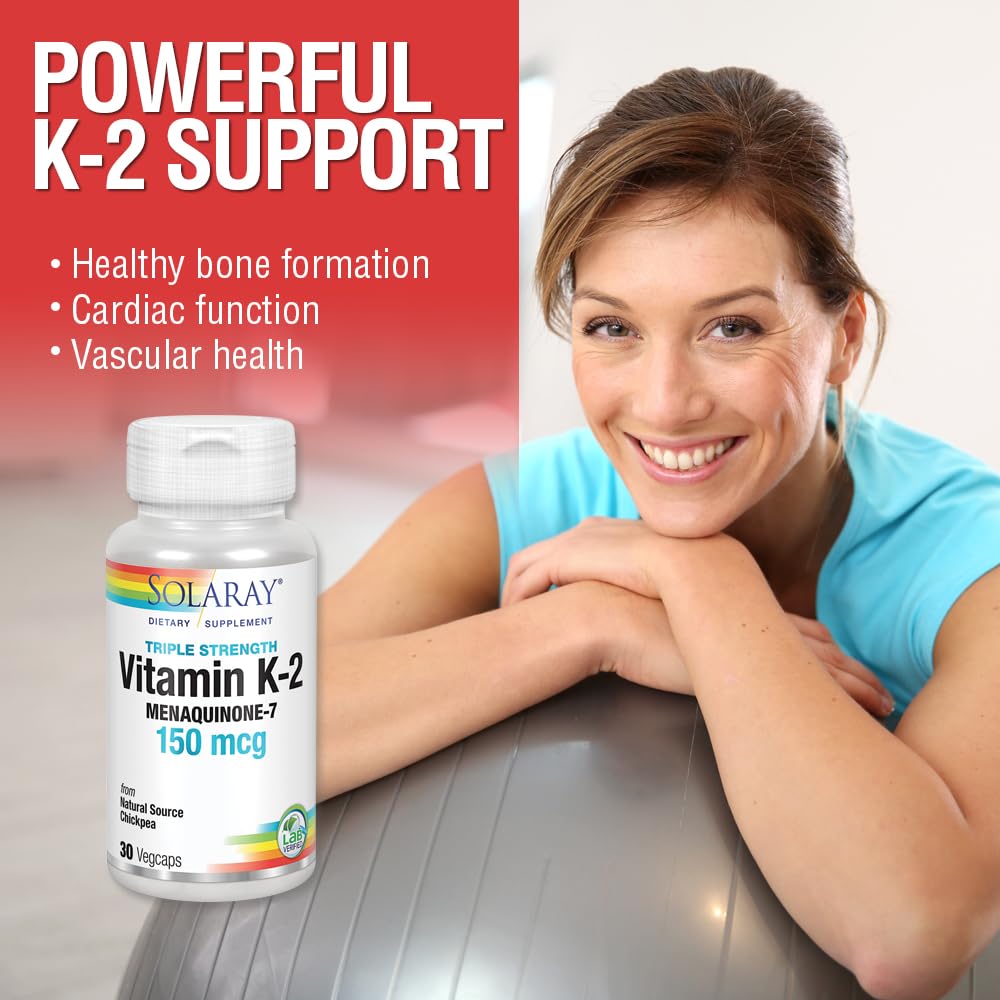 Solaray Vitamin K-2 as MK-7 150 mcg VegCap, 30 Capsules