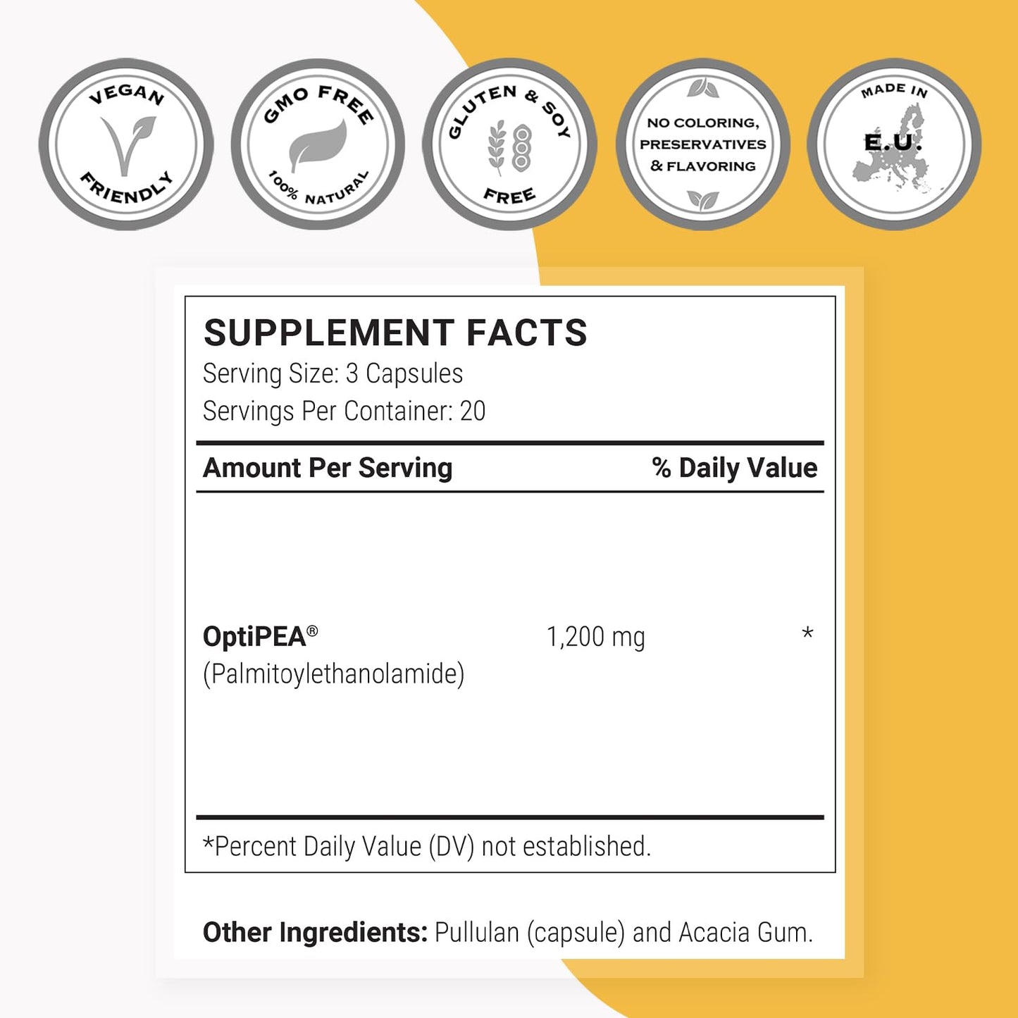 Supersmart 99% Pea Supplement PalmitoylEthanolAmide Capsules, 60 Count