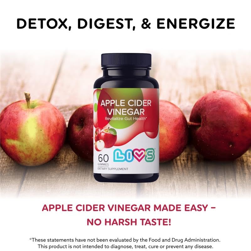 LIVS Apple Cider Vinegar Gummies Pack of 2, 120ct