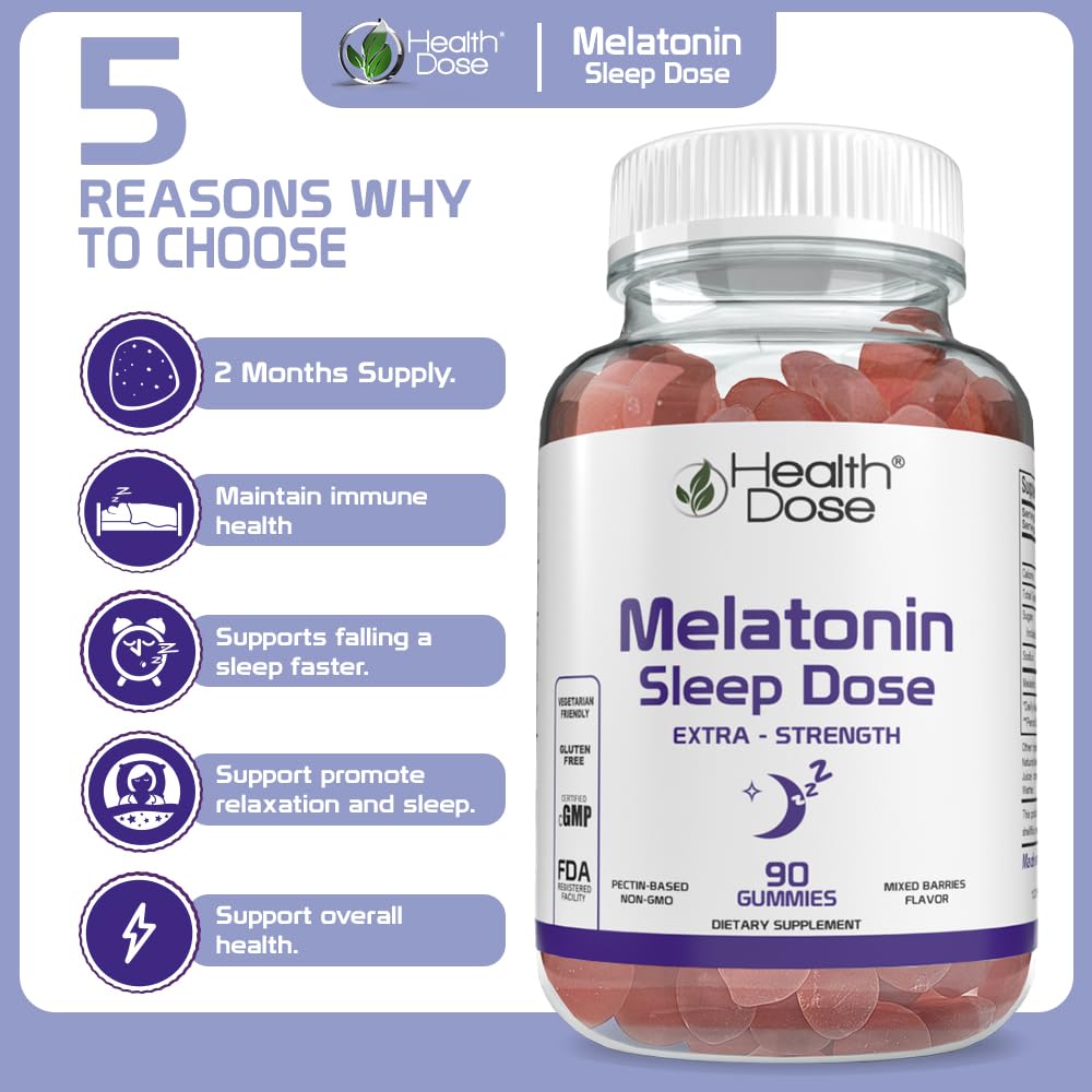 Health Dose Melatonin 6 mg Extra Strength Gummy, 180 Gummies