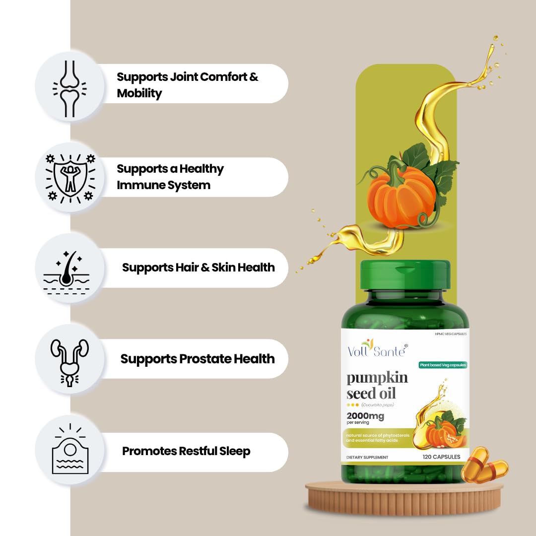 Voll Santé Pumpkin Seed Oil Capsule 2000 mg Per Serving, 120 Capsules
