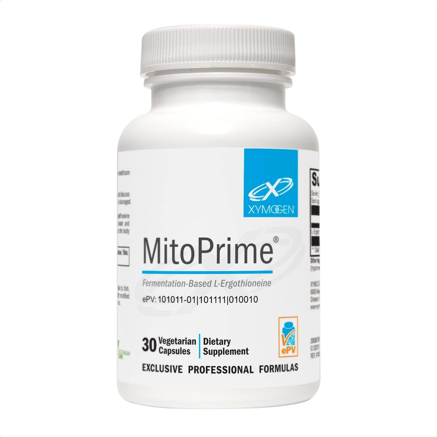 XYMOGEN MitoPrime L-Ergothioneine Supplement - Mitochondrial & Cellular Antioxidant Support Capsules 30