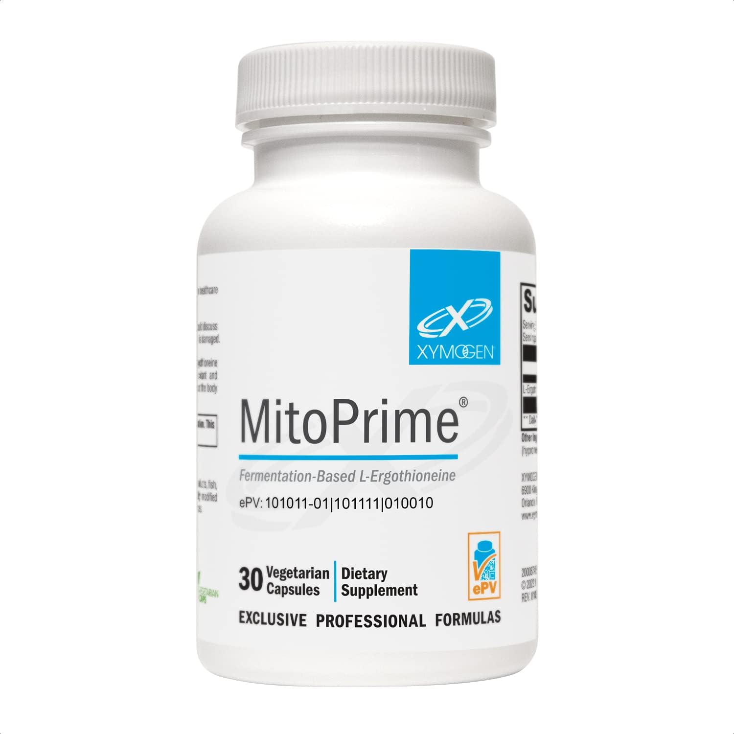 XYMOGEN MitoPrime L-Ergothioneine Supplement - Mitochondrial & Cellular Antioxidant Support Capsules 30