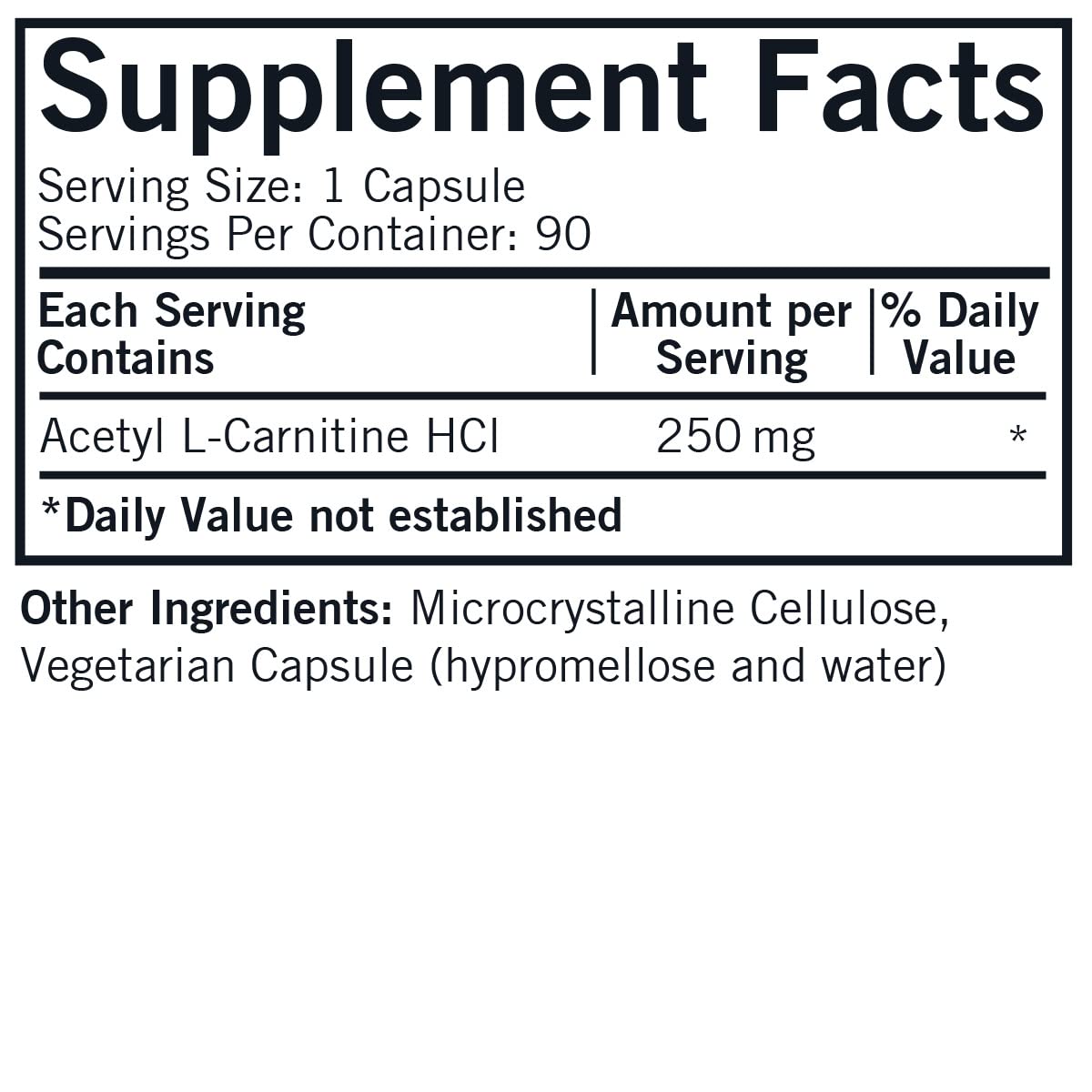 Kirkman Acetyl L-Carnitine 250 mg Capsules, 90 Capsules
