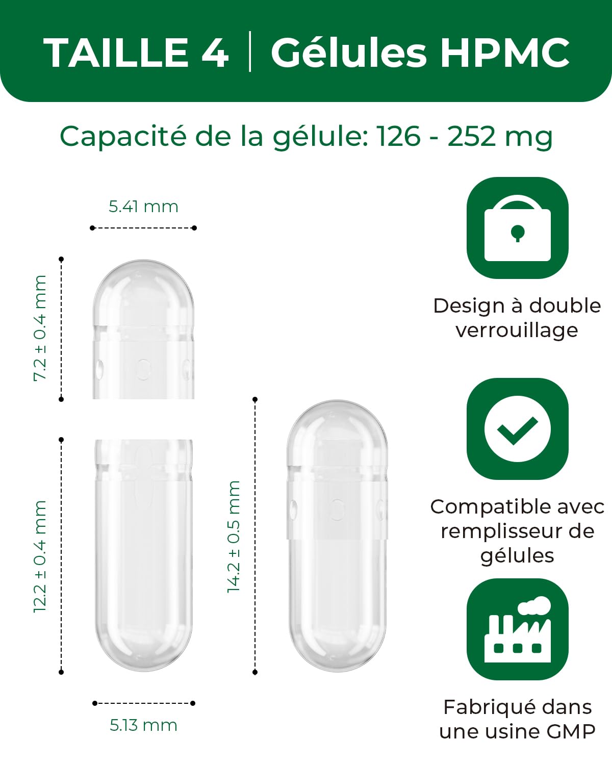 MéipaLien HPMC Empty Capsules Size 4-100 Clear 100 Count Capsules