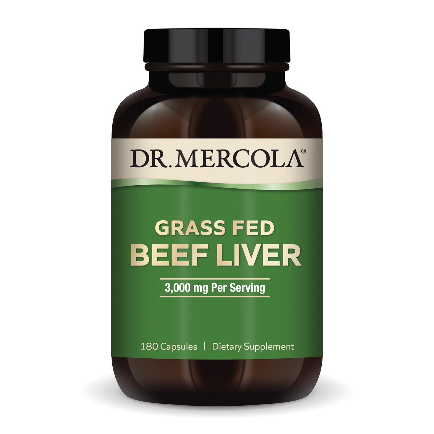 Dr. Mercola Grass Fed Beef Liver 3000 mg 180 Capsules
