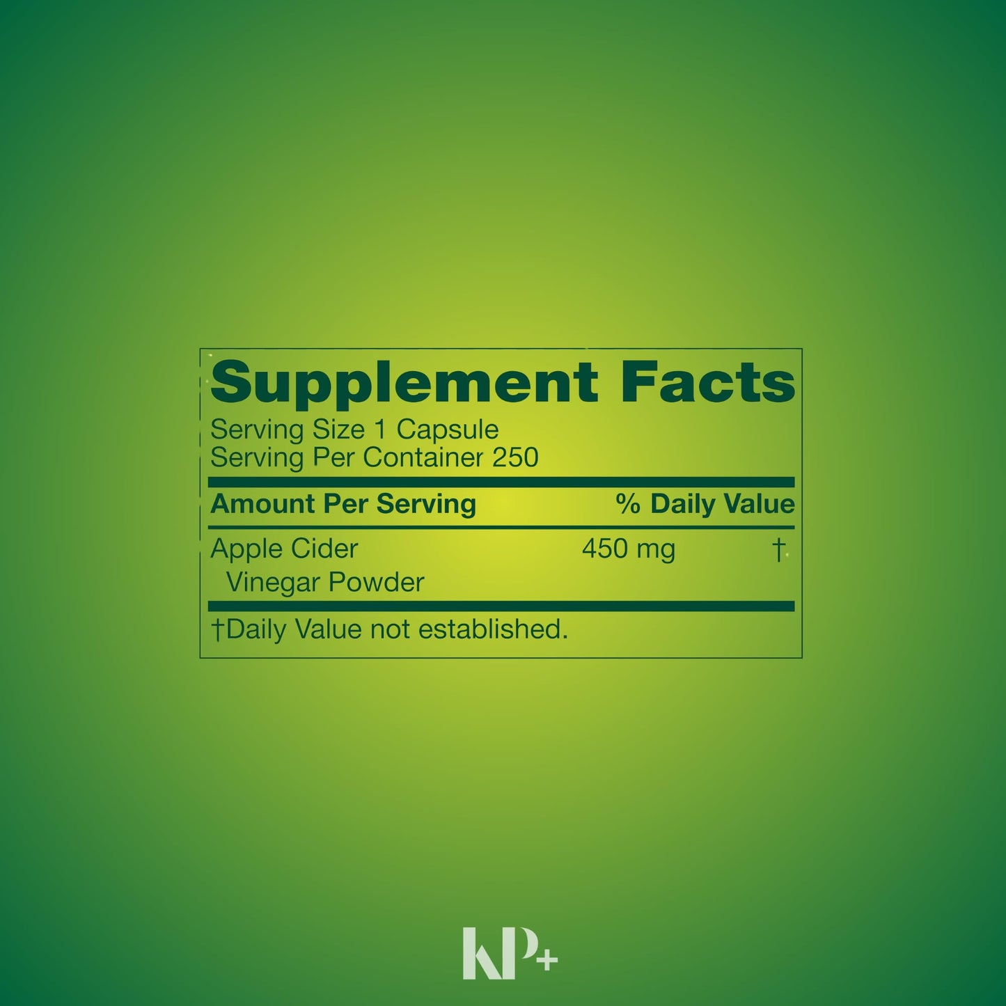 KP+ Apple Cider Vinegar 450 mg Capsules, 500 Count