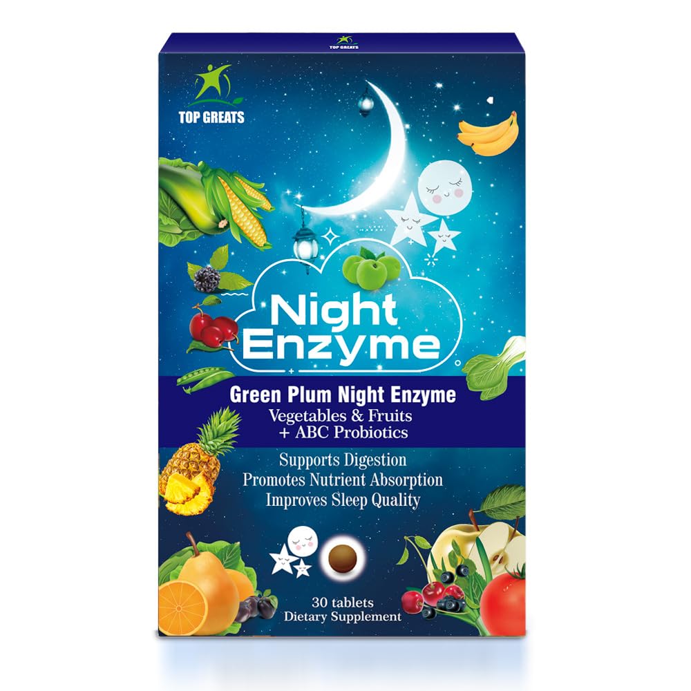 TOP GREATS Night Enzyme Daily Multi Digestive Enzymes with Probiotics Tablets, 60 Count (Pack of 2)