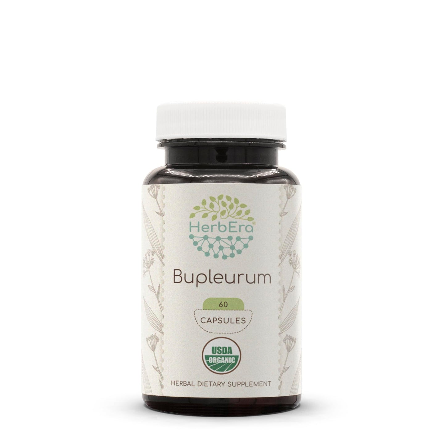 HerbEra Bupleurum USDA Organic Natural Herbal Supplement Capsules 60 Count