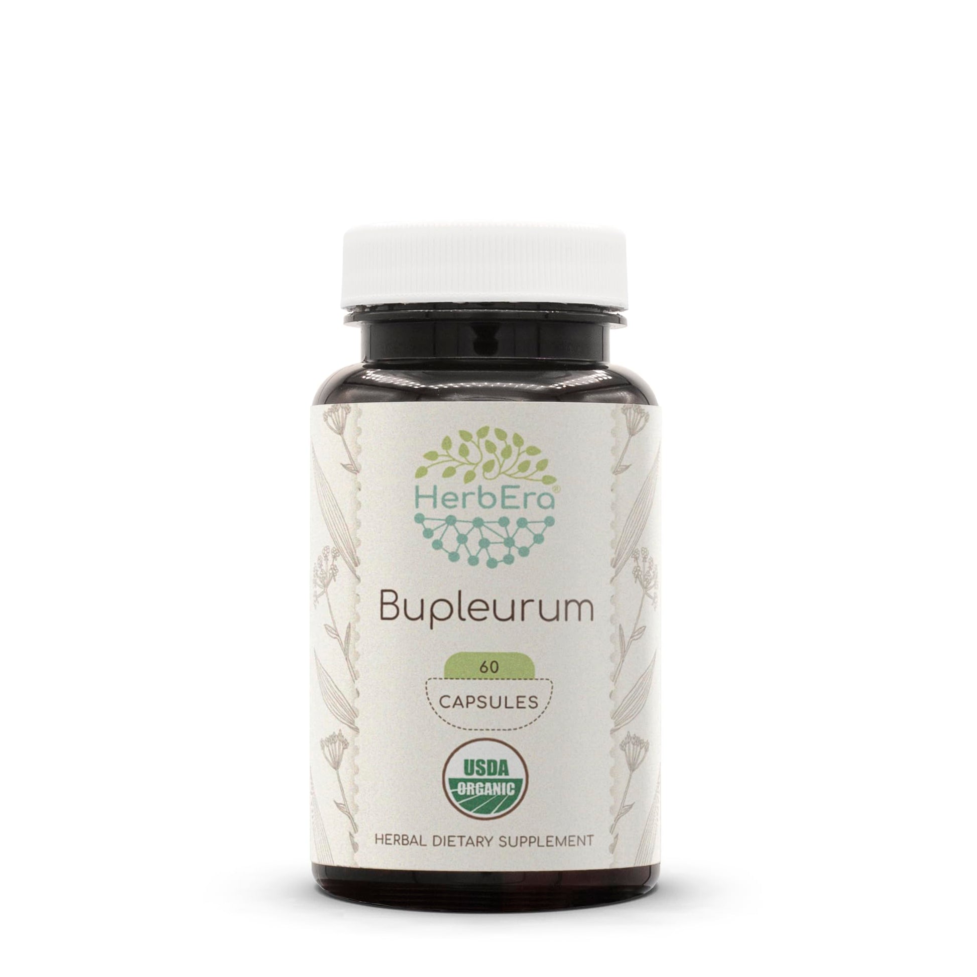 HerbEra Bupleurum USDA Organic Natural Herbal Supplement Capsules 60 Count