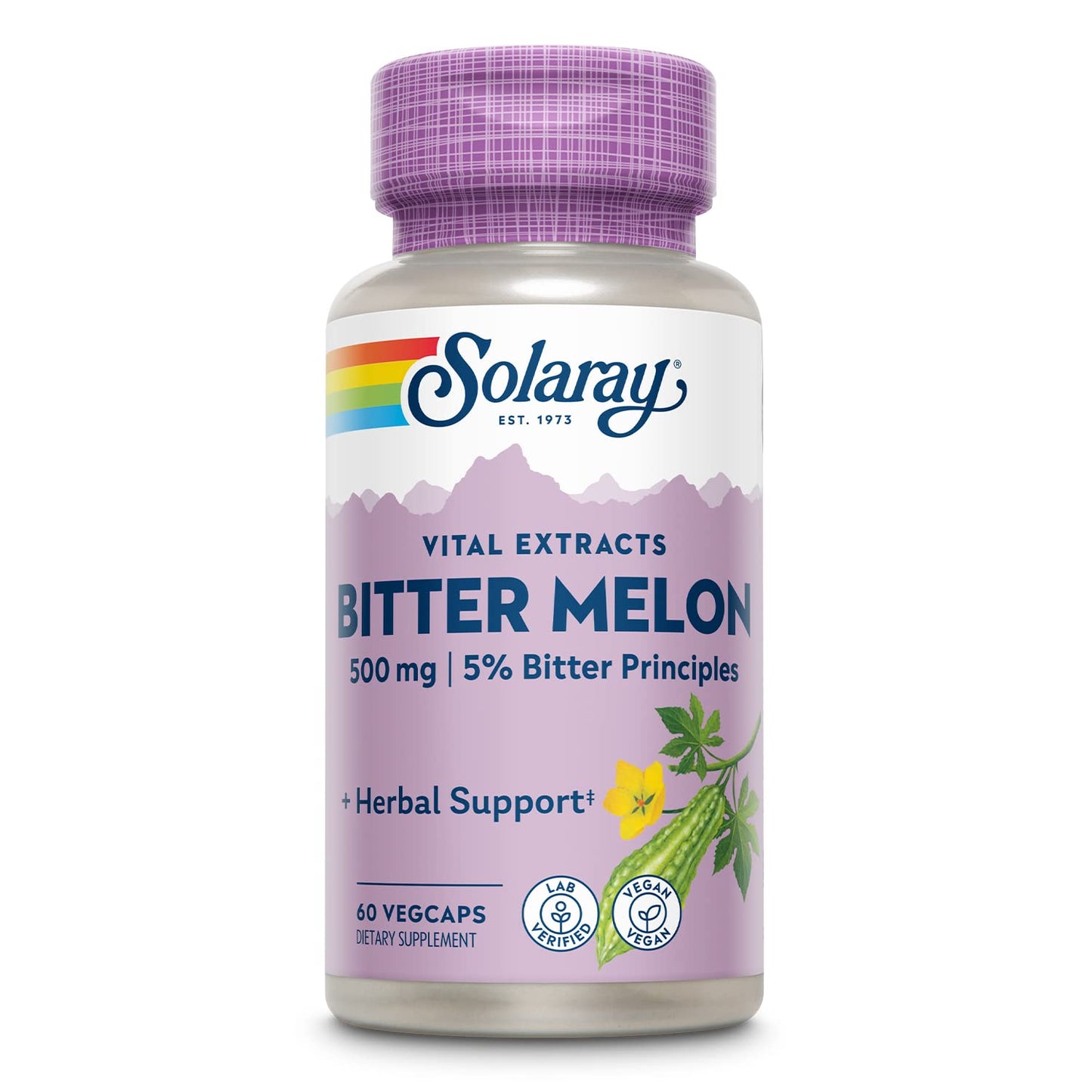 SOLARAY Bitter Melon Fruit Extract 500mg 5% Bitter Principles VegCaps, 60 Count